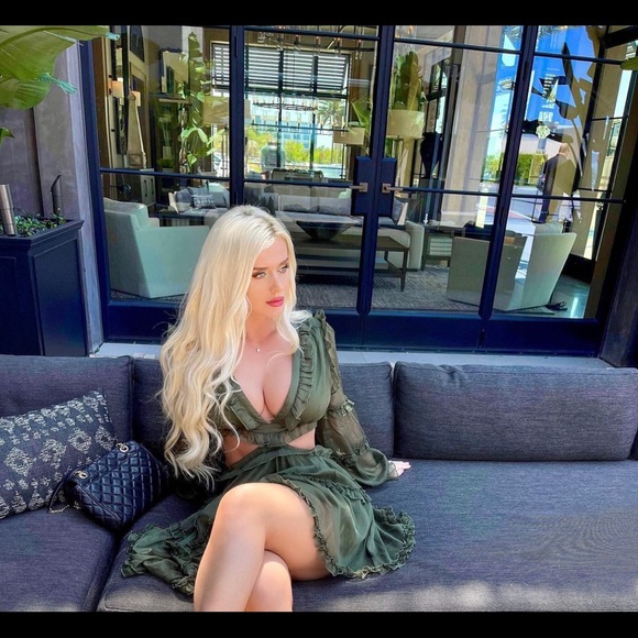 Olive Lace Up Mini Dress - Picture 3 of 8